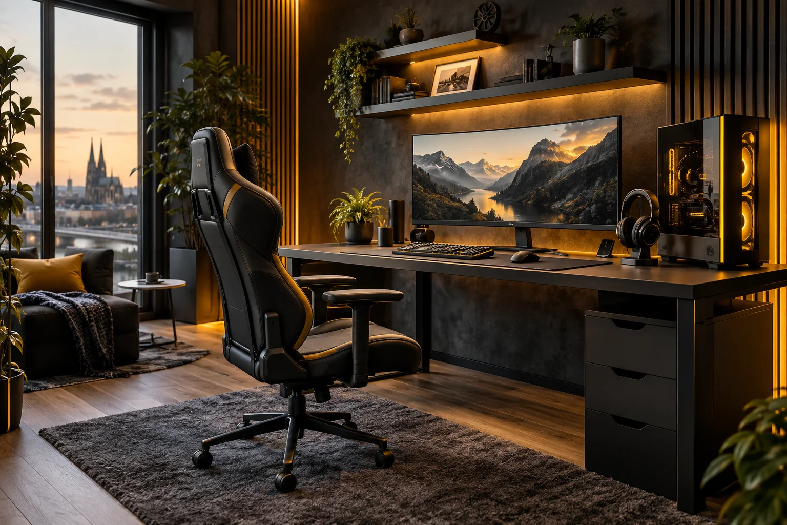Kompakter Arbeitsplatz im Wohnraum Kompakter Arbeitsplatz im Wohnraum