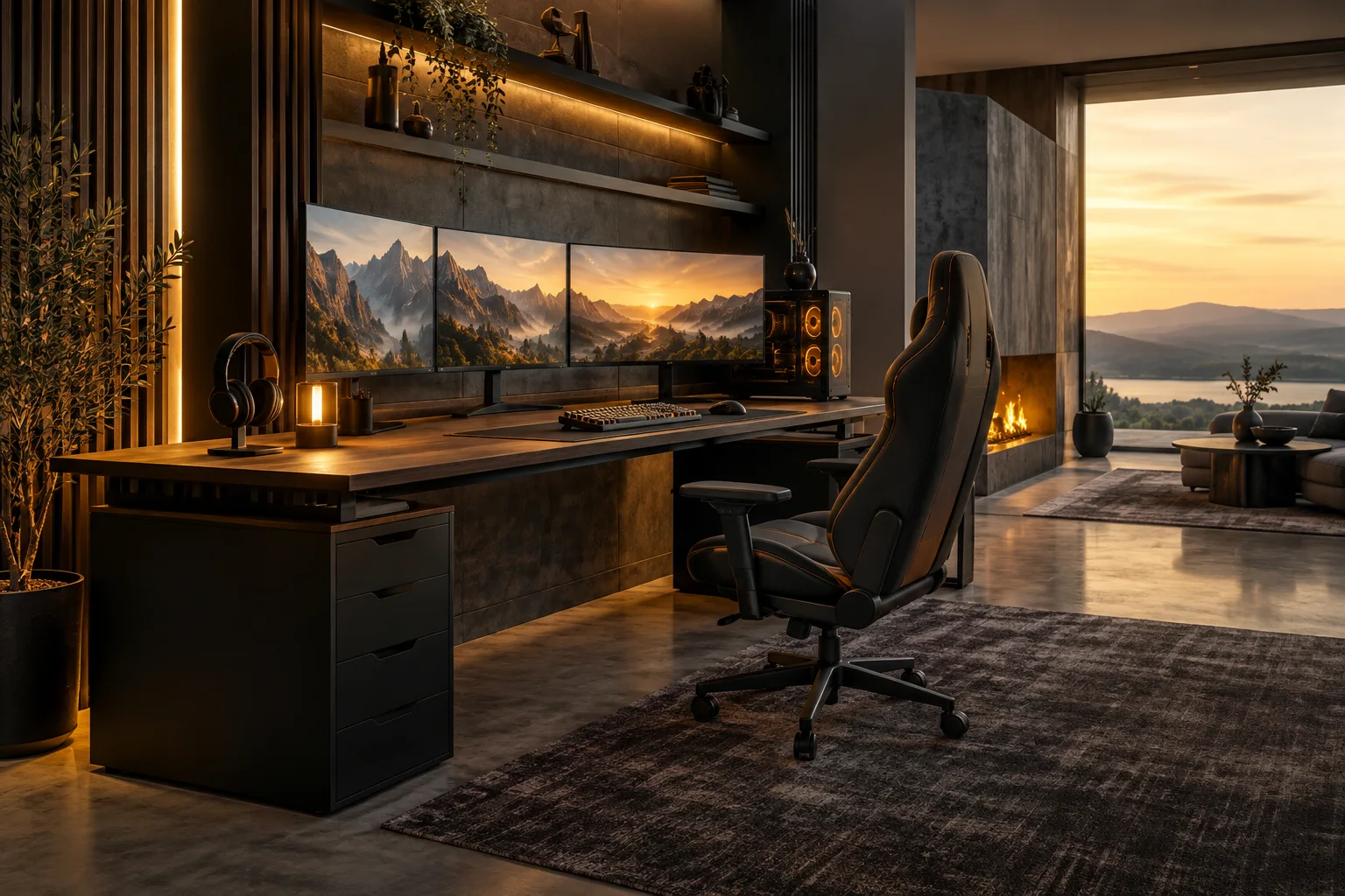 Gaming-Arbeitsplatz im Wohnraum Gaming-Arbeitsplatz im Wohnraum